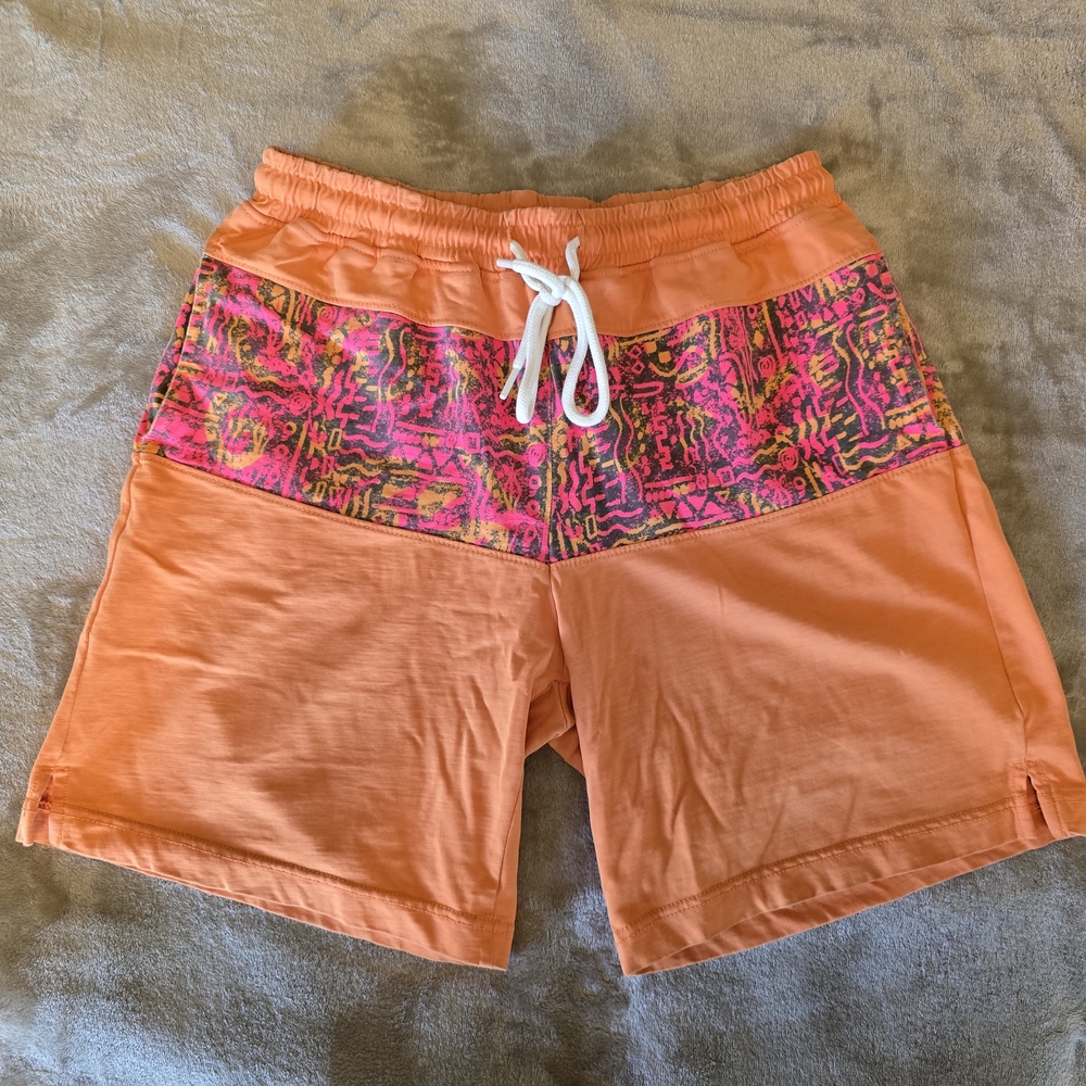Vibrant Orange and Pink Patterned Shorts